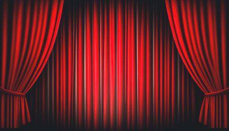 Red stage curtain, the concept of theater, opera, generative AI.の素材