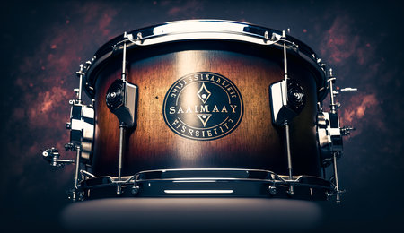 Close-up of a snare drum, percussion instrument, generative AI.の素材