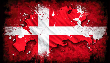 Denmark National Flag, textured background, generative AI.の素材