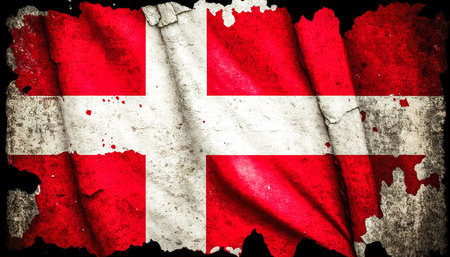 Denmark National Flag, textured background, generative AI.の素材