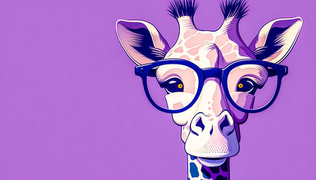 Funny giraffe wearing a glasses, generative AI.の素材