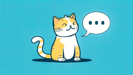 Cute illustration with a kitten and a speech bubble, generative AI.の素材