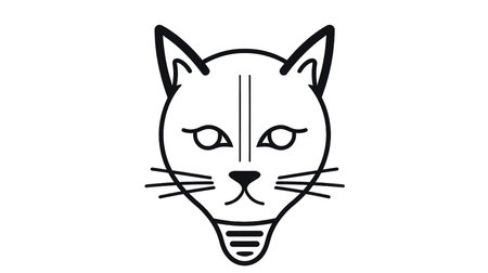Minimalistic logo with cat face isolated, generative AI.の素材