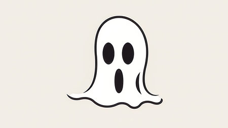 Funny cartoon ghost, minimalist logo, generative AI.の素材