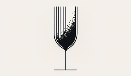 Minimalistic logo with a glass of wine, generative AI.の素材
