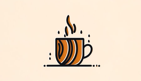 Minimalistic logo for a coffee shop, a cup of coffee, generative AI.の素材