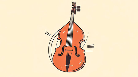 Creative abstract illustration with double bass, generative AI.の素材
