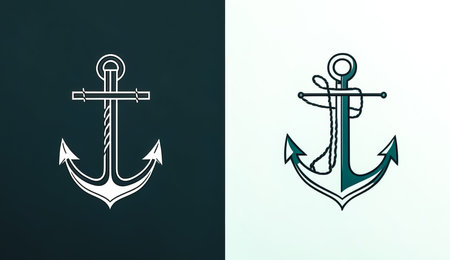 Minimalistic logo with a sea anchor, generative AI.の素材