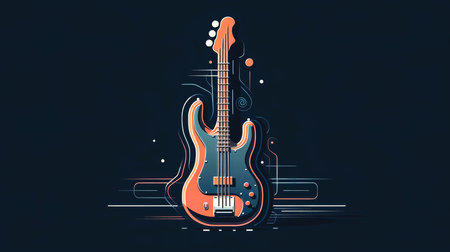 Creative illustration with electric guitar, generative AI.の素材