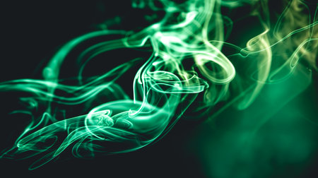 Realistic green smoke clouds, mist effect, generative AI.の素材