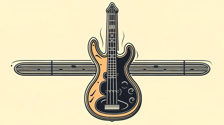 Creative illustration with electric guitar, generative AI.の素材