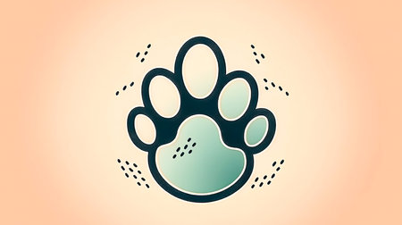 Logo with a step of a cats paw, generative AI.の素材