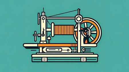 Manual sew machine icon isolated, generative AI.の素材