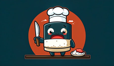 Cartoon logo, Asian food concept, generative AI.の素材