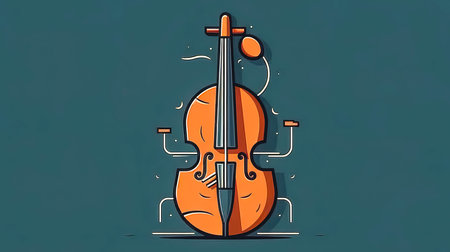 Creative abstract illustration with double bass, generative AI.の素材
