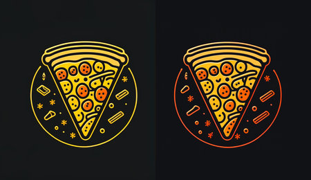 Creative logo with pizza, template for business, generative AI.の素材