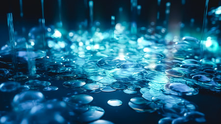 Abstract blue background with many small details, generative AI.の素材