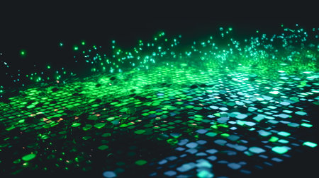 Abstract green background from a brilliant mosaic pattern, generative AI.の素材