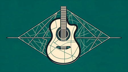 Creative illustration with electric guitar, generative AI.の素材