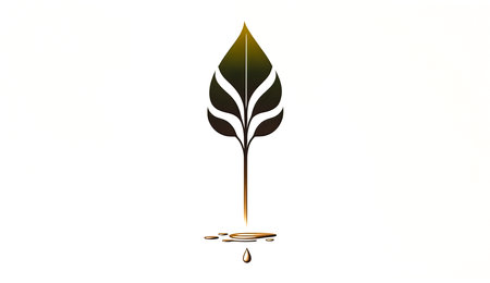 Creative minimalist plant logo isolated, generative AI.の素材