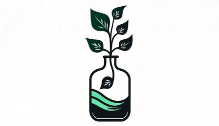 A young plant grows in a bottle, generative AI.の素材