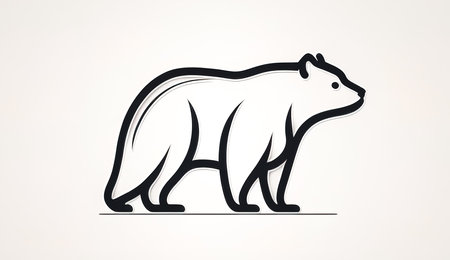 Minimalistic bear logo, flat design, generative AI.の素材