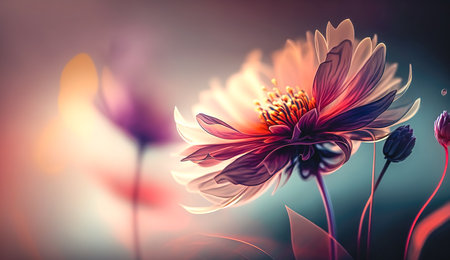 Abstract background with fabulous flowers, generative AI.の素材