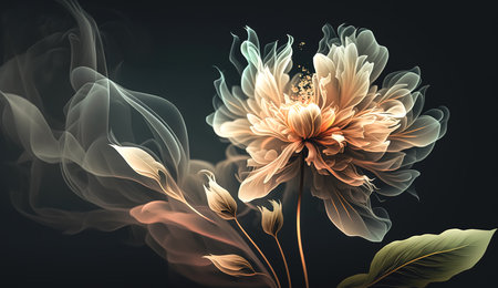Abstract background with fabulous flowers, generative AI.の素材