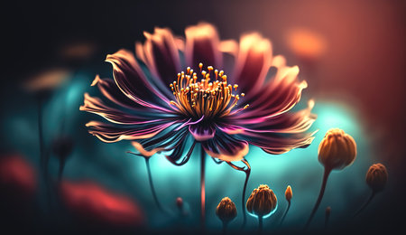 Abstract background with fabulous flowers, generative AI.の素材