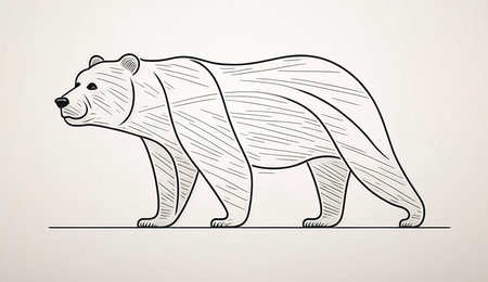 Minimalistic bear logo, flat design, generative AI.の素材