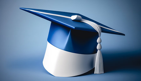 Minimalistic logo with a hat for degree ceremony, generative AI.の素材