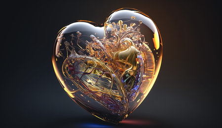 Abstract background with transparent heart, generative AI.の素材