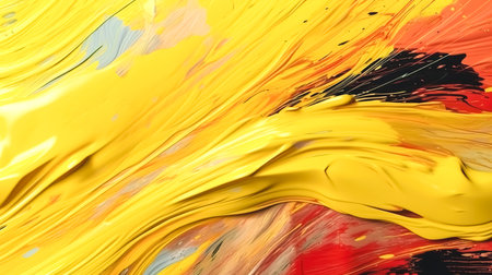 Abstract yellow background, texture of spreading paint, generative AI.の素材