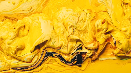 Abstract yellow background, texture of spreading paint, generative AI.の素材