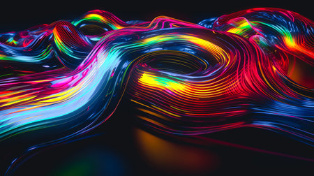 Abstract background with lines of different colors, generative AI.の素材