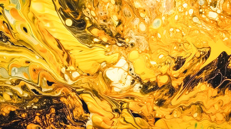 Abstract yellow background, texture of spreading paint, generative AI.の素材