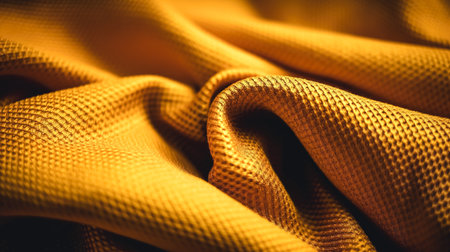 Texture background with golden fabric, gold silk fabric background, soft and elegant.の素材
