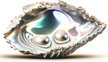 Abstract background, seashell with pearls, beauty of nature, sea treasures.の素材