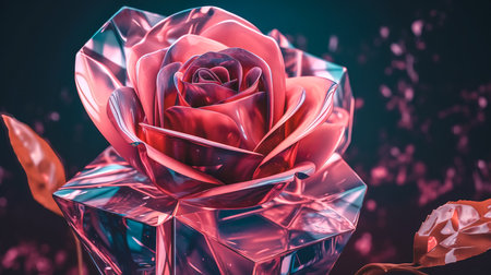 Close-up, a beautiful pink rose on a blurred soft background.の素材