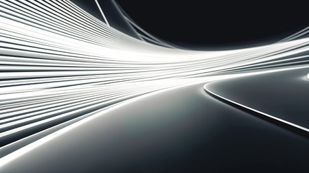 Abstract black background with soft light lines, backdrop for presentations and promotional content.の素材