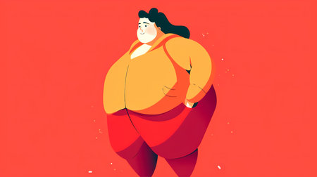 Illustration with plus size woman, body positivity concept.の素材