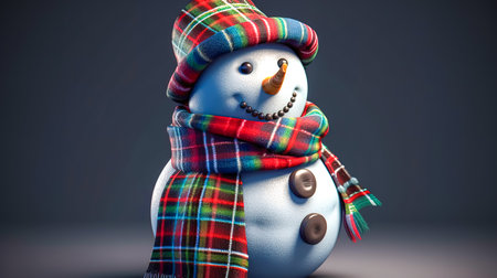 Snowman with hat and scarf, winter character, christmas concept.の素材