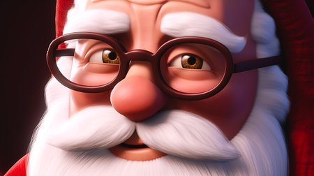 Close up, face of smiling Santa Claus, postcard design.の素材