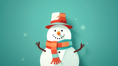 Snowman with hat and scarf, winter character, christmas concept.の素材
