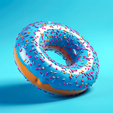 Donut shaped swimming circle on a blue background.の素材