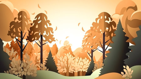 Abstract volumetric illustration with forest, creative background.の素材