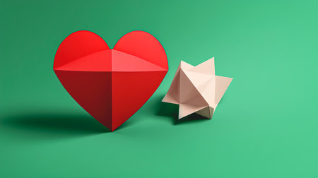 Creative volumetric illustration with red heart, concept of heart health, pharmacology.の素材
