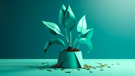 The plant sprouts from the ground, the concept of Earth Day, care for nature, ecology.の素材