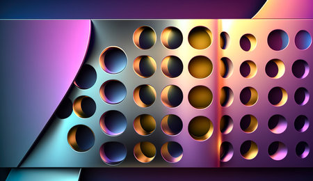 Abstract dark background with multi-colored glow, metal texture.の素材