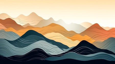 Abstract creative background with colorful mountains, flat design.の素材